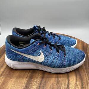 Nike Lunarlon Flyknit Running Shoes Mens 9 Blue Running Comfort Walking Sneakers